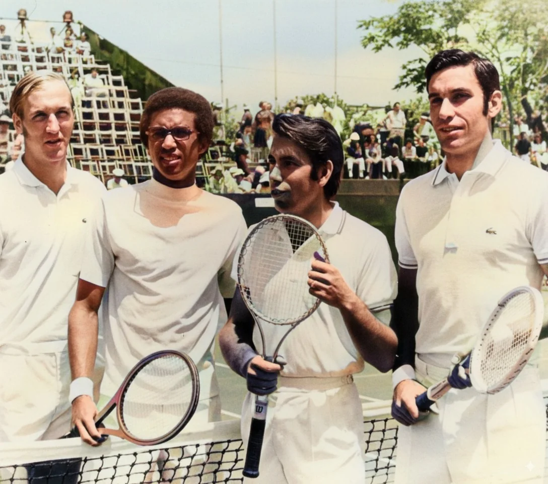 Manolo Santana posando en el club